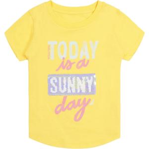 imageNautica Girls Short Sleeve TShirt with Flip Sequin Design Cotton Tee with Tagless InteriorYellow Sunny Day