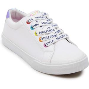 imageNautica Girls Sneakers  LaceUp Tennis Shoes Casual ampamp Comfortable for ToddlersToddler Little Kids ampamp Big Kids PlatformRegularWhite Multi