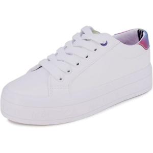 imageNautica Girls Sneakers  LaceUp Tennis Shoes Casual ampamp Comfortable for ToddlersToddler Little Kids ampamp Big Kids PlatformRegularWhite Rainbow