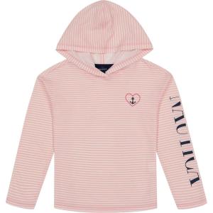 imageNautica Girls Striped Long Sleeved Hooded TopPink Dolphin Stripe