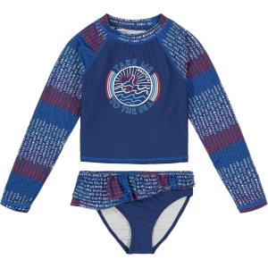 imageNautica Girls TwoPiece Rashguard Swimsuit Set UPF 50 Sun Protection QuickDry Bathing SuitTwilight Blue Sea