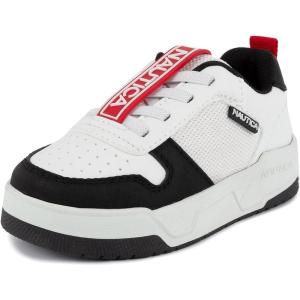imageNautica Kids Boys Casual LaceUp Fashion Sneakers Oxford Comfortable Walking Shoe Big Kid  Little Kid  ToddlerWhite Black Red
