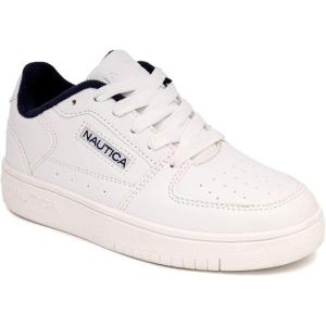 imageNautica Kids Boys LaceUp Fashion Sneakers LowTop Dress Shoes for Youth  Big KidLittle KidWhite Navy Pop