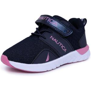 imageNautica Kids Fashion Sneaker Athletic School Running Shoe with One Strap Boys  GirlsToddlerLittle KidNavy Heather Pink