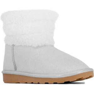 imageNautica Kids Girls Boot With Sherpa Fur For Snow And WinterWarm Ankle Slipper Bootie Big Kid  Little Kid  ToddlerGrey Shimmer Silver