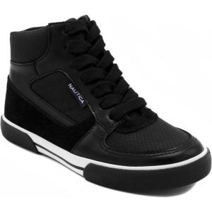 imageNautica Kids Sneaker LaceUp Fashion Shoe with BootLike High Top Design for Boys and Girls Big KidLittle Kid Sizes  HorizonBlack 1