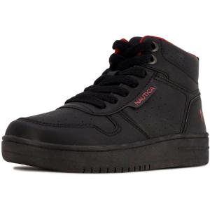 imageNautica Kids Sneaker LaceUp Fashion Shoe with BootLike High Top Design for Boys and Girls Big KidLittle Kid Sizes  HorizonBlack Monochrome