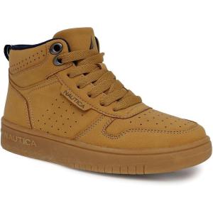 imageNautica Kids Sneaker LaceUp Fashion Shoe with BootLike High Top Design for Boys and Girls Big KidLittle Kid Sizes  HorizonHoney Gum