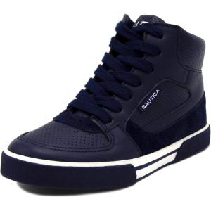 imageNautica Kids Sneaker LaceUp Fashion Shoe with BootLike High Top Design for Boys and Girls Big KidLittle Kid Sizes  HorizonNavy