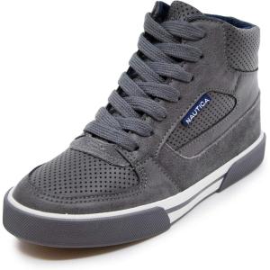 imageNautica Kids Sneaker LaceUp Fashion Shoe with BootLike High Top Design for Boys and Girls Big KidLittle Kid Sizes  HorizonStorm Grey