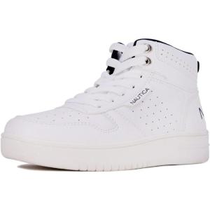 imageNautica Kids Sneaker LaceUp Fashion Shoe with BootLike High Top Design for Boys and Girls Big KidLittle Kid Sizes  HorizonWhite Smooth