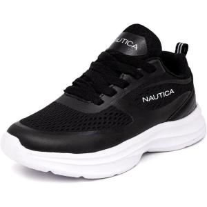 imageNautica Kids Sneakers for Boys ampamp Girls  Max Cushion Fashion Running ampamp Walking Shoes LaceUpBungee ToddlerLittle KidBig KidBlack White