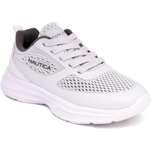 imageNautica Kids Sneakers for Boys ampamp Girls  Max Cushion Fashion Running ampamp Walking Shoes LaceUpBungee ToddlerLittle KidBig KidWhite Grey