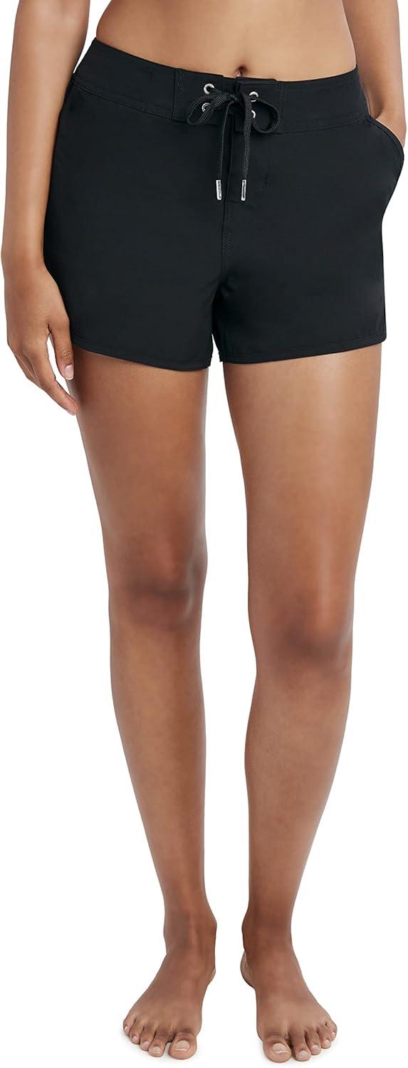 imageNautica Womens Board Shorts 3 Inseam  QuickDry Swim Shorts Surf Beach Wear Bikini CoverupBlack
