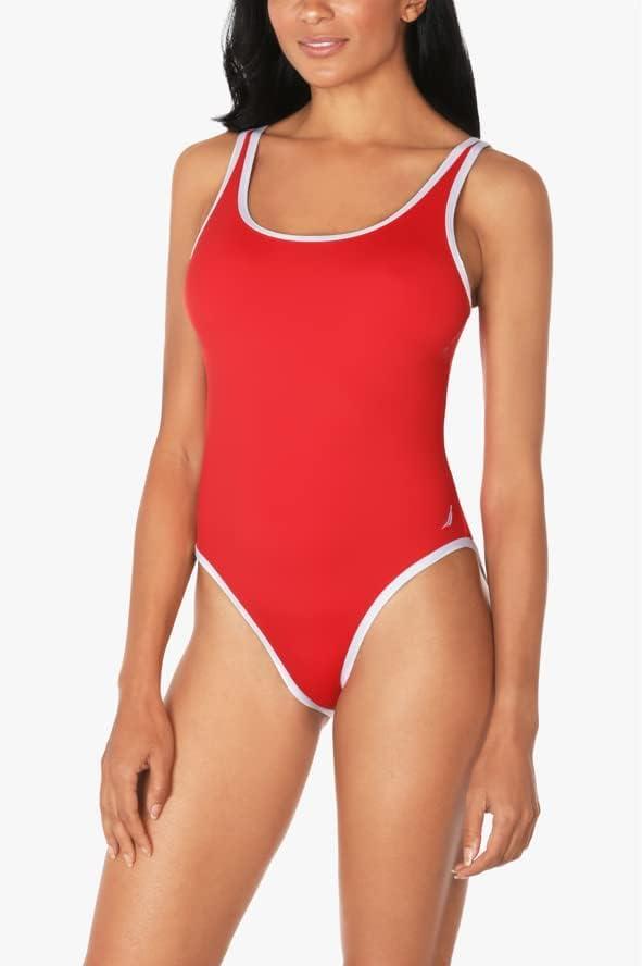 imageNautica Womens OnePiece Swimsuit  Slimming Tummy Control Bathing Suit QuickDry Fabric Bikini SwimsuitCherry Red