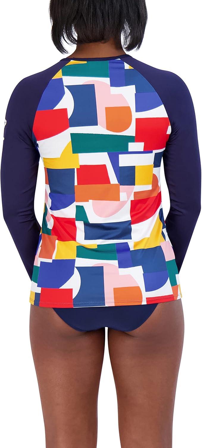 imageNautica Womens Standard Rashguard  QuickDry UPF Protection Swim Shirt Pool Beach Hiking Yoga VolleyballBlock Multi