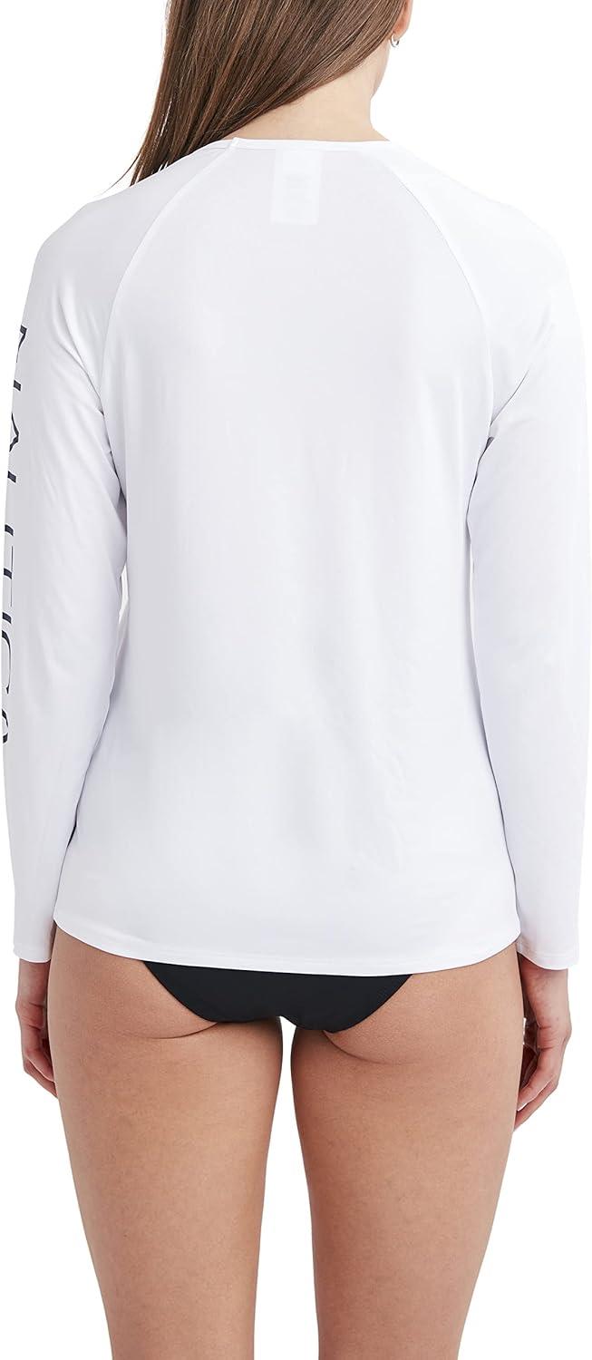 imageNautica Womens Standard Rashguard  QuickDry UPF Protection Swim Shirt Pool Beach Hiking Yoga VolleyballCrisp White