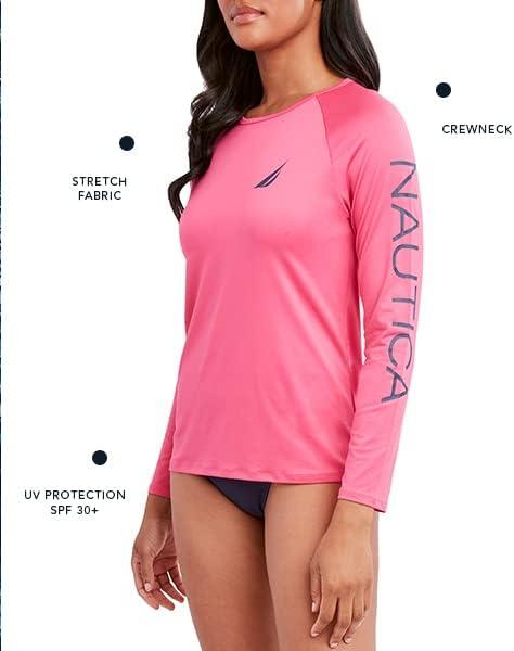 imageNautica Womens Standard Rashguard  QuickDry UPF Protection Swim Shirt Pool Beach Hiking Yoga VolleyballCrisp White