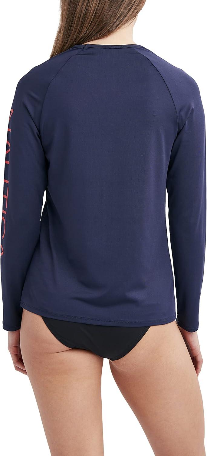 imageNautica Womens Standard Rashguard  QuickDry UPF Protection Swim Shirt Pool Beach Hiking Yoga VolleyballDeep Sea