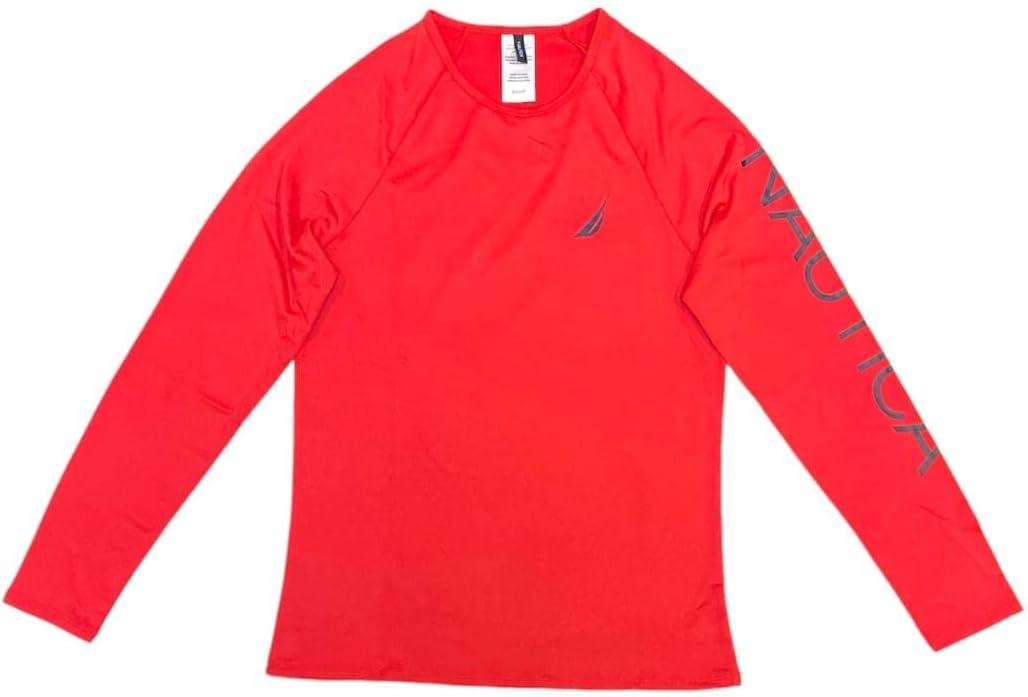 imageNautica Womens Standard Rashguard  QuickDry UPF Protection Swim Shirt Pool Beach Hiking Yoga VolleyballSolid Red