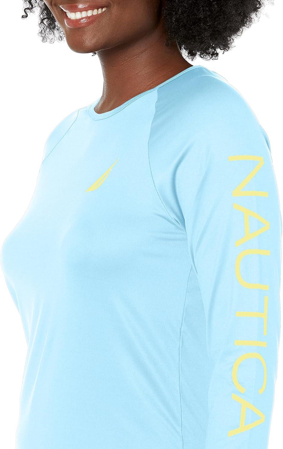 imageNautica Womens Standard Rashguard  QuickDry UPF Protection Swim Shirt Pool Beach Hiking Yoga VolleyballTeal