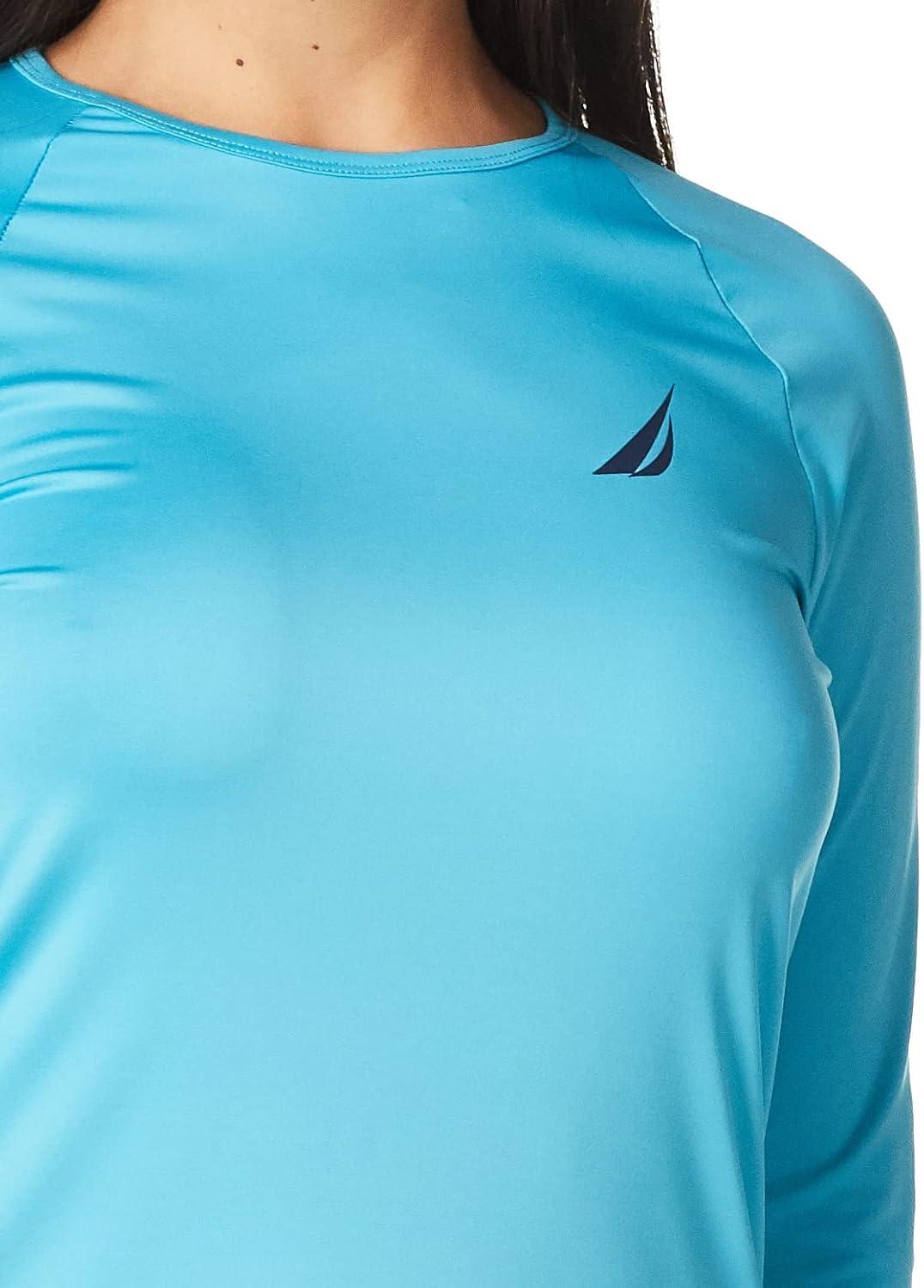 imageNautica Womens Standard Rashguard  QuickDry UPF Protection Swim Shirt Pool Beach Hiking Yoga VolleyballTeal