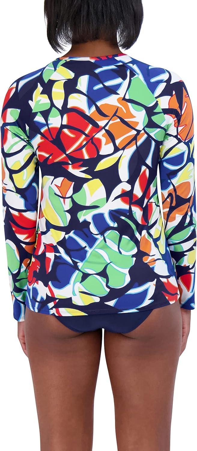 imageNautica Womens Standard Rashguard  QuickDry UPF Protection Swim Shirt Pool Beach Hiking Yoga VolleyballTrade Wind Multi