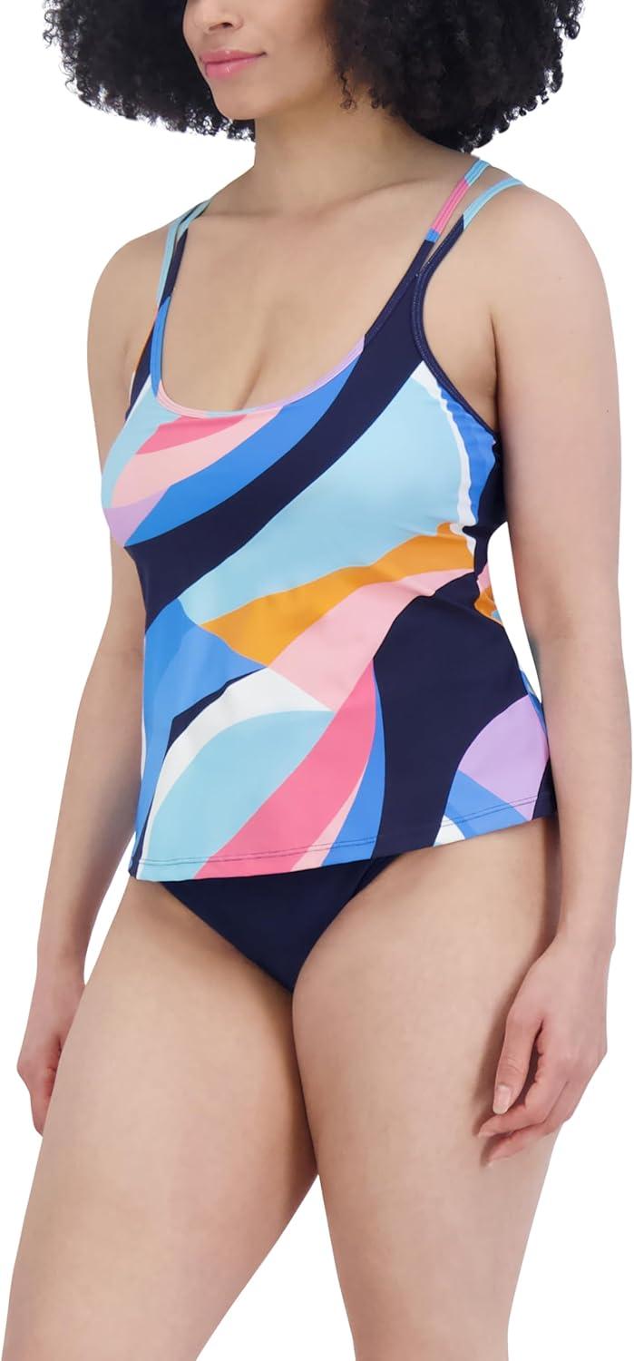 imageNautica Womens Tankini Swimsuit Top QuickDry UPF Swim Beach Pool ampamp Resort WearBlue Coral