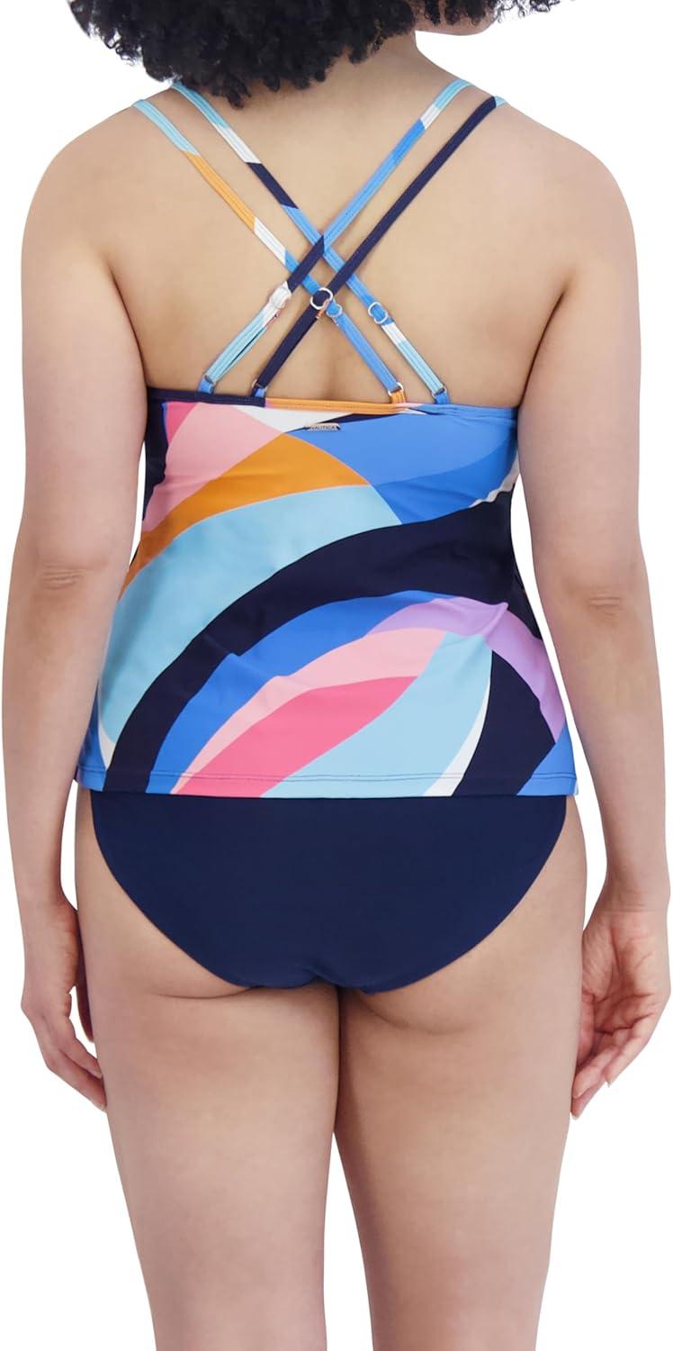 imageNautica Womens Tankini Swimsuit Top QuickDry UPF Swim Beach Pool ampamp Resort WearBlue Coral