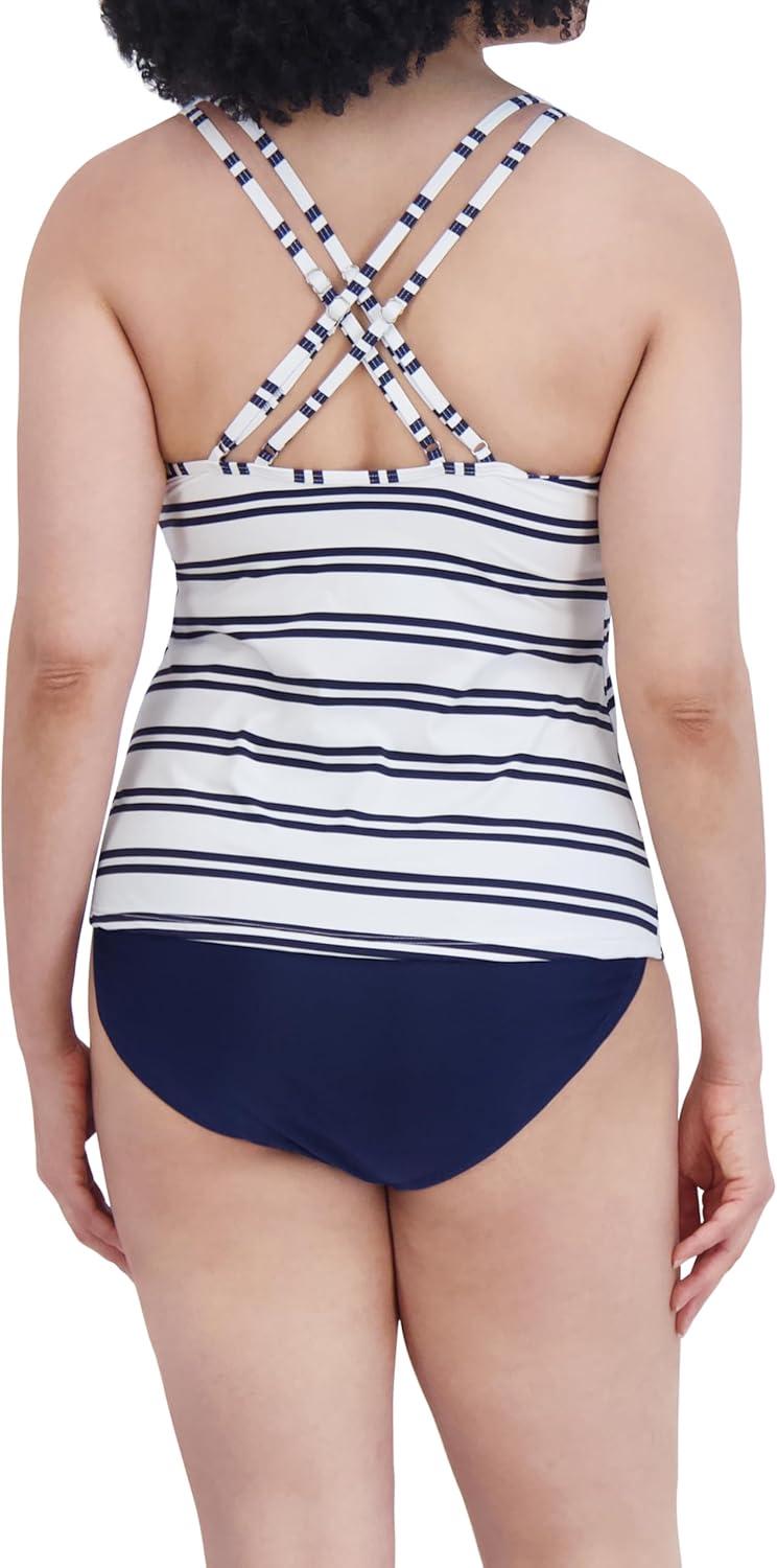 imageNautica Womens Tankini Swimsuit Top QuickDry UPF Swim Beach Pool ampamp Resort WearBlue White