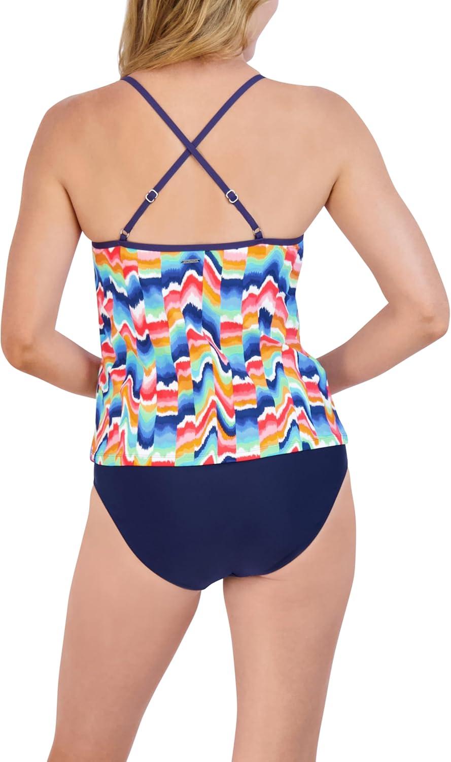 imageNautica Womens Tankini Swimsuit Top QuickDry UPF Swim Beach Pool ampamp Resort WearMotley