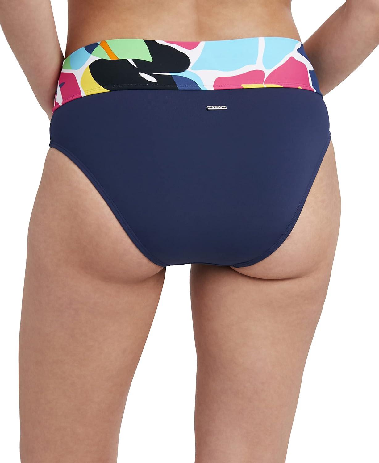 imageNautica Womens Tummy Control Bikini Bottom  Swim Brief QuickDry Fabric UPF Sun ProtectionLime Multi