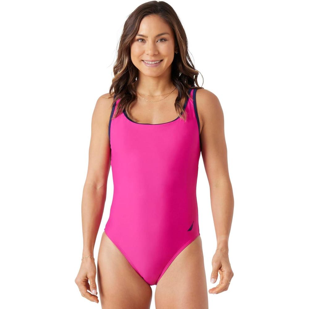 imageNautica Womens OnePiece Swimsuit  Slimming Tummy Control Bathing Suit QuickDry Fabric Bikini SwimsuitMulti