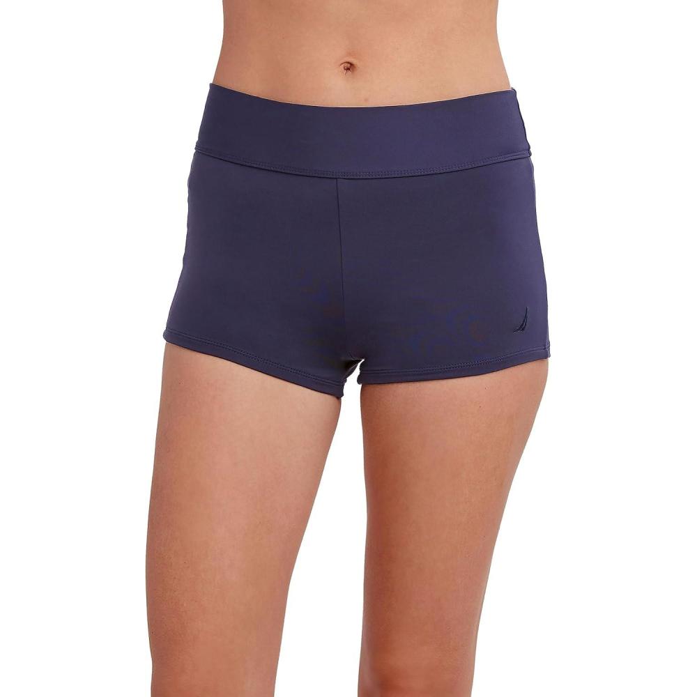imageNautica Womens Standard MidRise Flattering Wide Waistband Boy Leg Bikini Bottom SwimsuitDeep Sea Navy