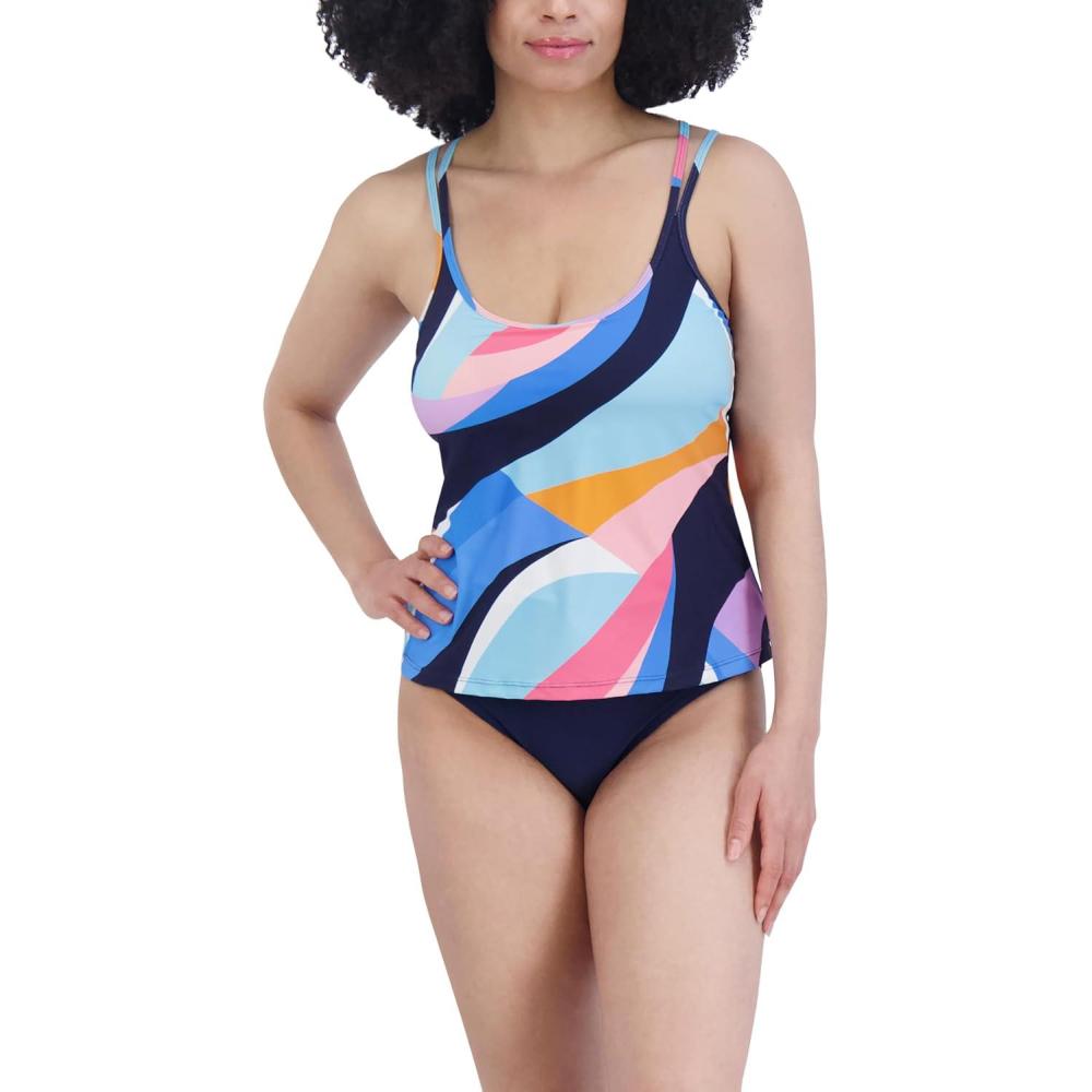 imageNautica Womens Tankini Swimsuit Top QuickDry UPF Swim Beach Pool ampamp Resort WearBlue Coral