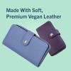 imageNautica Be Shore Zip Around Wallet for Women RFID Vegan Leather Clutch Bifold Organizer with Phone Holder Card Slots and Checkbook Pocket Black JacquardPlum