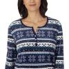 imageNautica Pajamas for Women Set Long Sleeve Henley Pajama Shirt ampamp Pants Warm Winter Fleece Sleepwear Lounge PJ Sets for WomenBlue