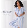 imageNautica Womens Button Up Pajama Set  2Piece Summer Lightweight PJ Set  Top and Pants  Lounge and Sleep Sets for WomenBlue Stripe