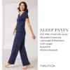 imageNautica Womens Pajama Pants  Lightweight Wide Leg Lounge Pants  Cotton Knit Jersey  Sleepwear Loungewear PJs for WomenNavy Stripe