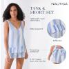 imageNautica Womens Short Pajama Set  Summer 2 Piece Lightweight Rayon Ruffle Tank with Shorts  Lounge and Sleep Sets for WomenBlue Stripe