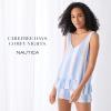 imageNautica Womens Short Pajama Set  Summer 2 Piece Lightweight Rayon Ruffle Tank with Shorts  Lounge and Sleep Sets for WomenBlue Stripe