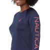 imageNautica Womens Standard Rashguard  QuickDry UPF Protection Swim Shirt Pool Beach Hiking Yoga VolleyballDeep Sea
