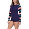 imageNautica Womens Standard Rashguard  QuickDry UPF Protection Swim Shirt Pool Beach Hiking Yoga VolleyballPrep Stripe Multi