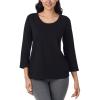 imageNautica Womens 34 Sleeve Sleep Shirt  Lightweight Breathable Pajama Top  Cotton Knit Jersey Crewneck Sleepwear LoungewearBlack