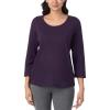 imageNautica Womens 34 Sleeve Sleep Shirt  Lightweight Breathable Pajama Top  Cotton Knit Jersey Crewneck Sleepwear LoungewearEggplant