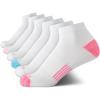 imageNautica Womens Quarter Socks  6 Pack Cushioned Moisture Wicking Breathable Womens Crew Socks for Running and WorkoutsWhite Pink