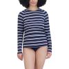 imageNautica Womens Standard Rashguard  QuickDry UPF Protection Swim Shirt Pool Beach Hiking Yoga VolleyballBlue White Stripe