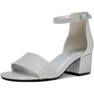 imageNAUTICA Womens Ankle Strap LowChunk Pump Sandal Elegant LowBlock Heel Dress Shoe for Stylish ComfortYonaSilver Glitter