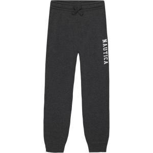 imageNautica Boys Pullon Fleece Jogger Sweatpant Drawstring ClosureSolid Coal Heather
