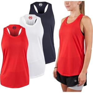 imageNautica Competition 3 Pack Workout Tank Tops for Women Active Athletic Gym Workout Running Exercise Yoga DryFit FabricNavy  Red  White